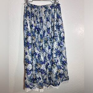 Vintage 90's TANGIBLES Floral Print Long Boho Whimsical Maxi Skirt Medium